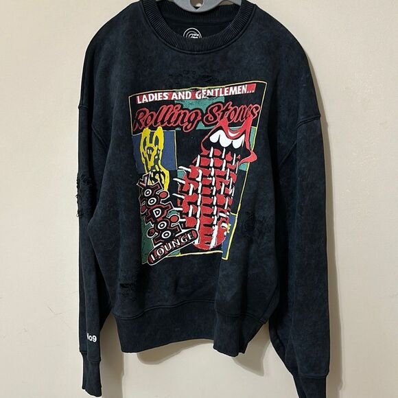 RS No. 9 Carnaby Rolling Stones VOODOO LOUNGE DISTRESSED PUFF PRINT CREWNECK - Picture 1 of 8